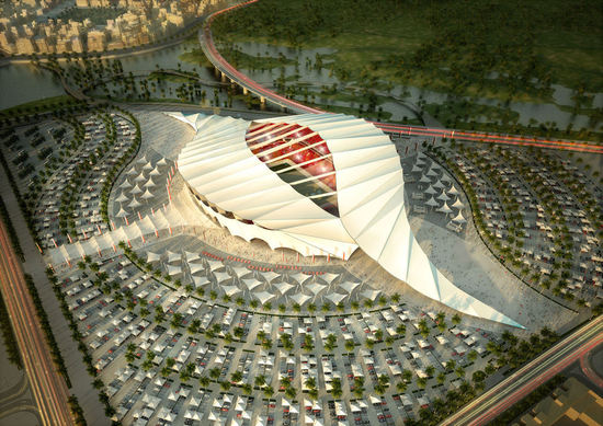 Modell eines WM-Stadions in Katar
