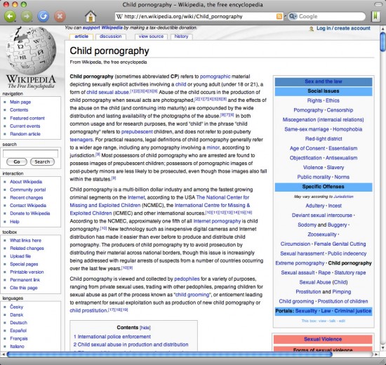 wikipedia child pornography 550x520 Top 10 Search Engines