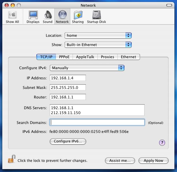 mac os x ip setup