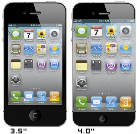 iPhone 4 inch screen e1297802350336 550x540 Rumor: Sony And Hitachi To Provide 4 Inch Screen For iPhone 5