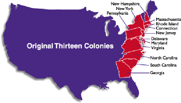 Thirteen Original Colonies In America