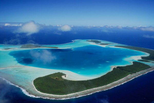 Vue aérienne de l'atoll Tetiaroa (Société)