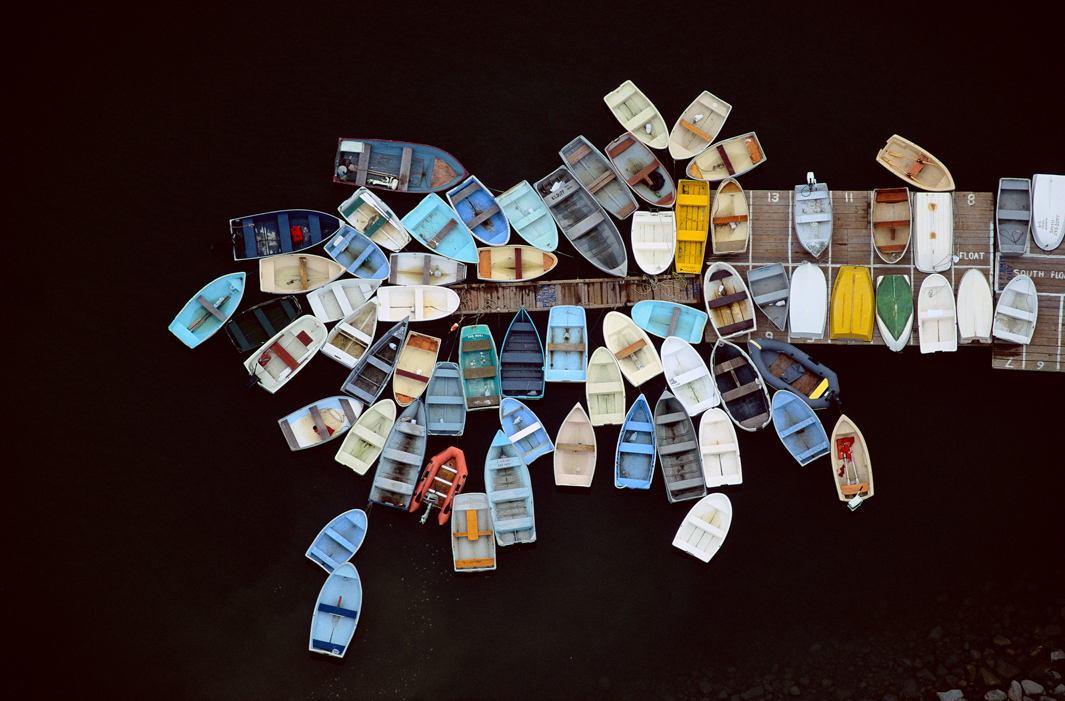 Dinghies Clustered Around Dock, Duxbury, MA 1993