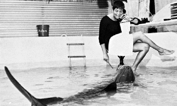 Margaret with Peter the dolphin