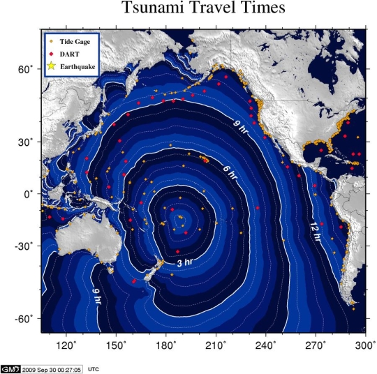 Tsunami travel times